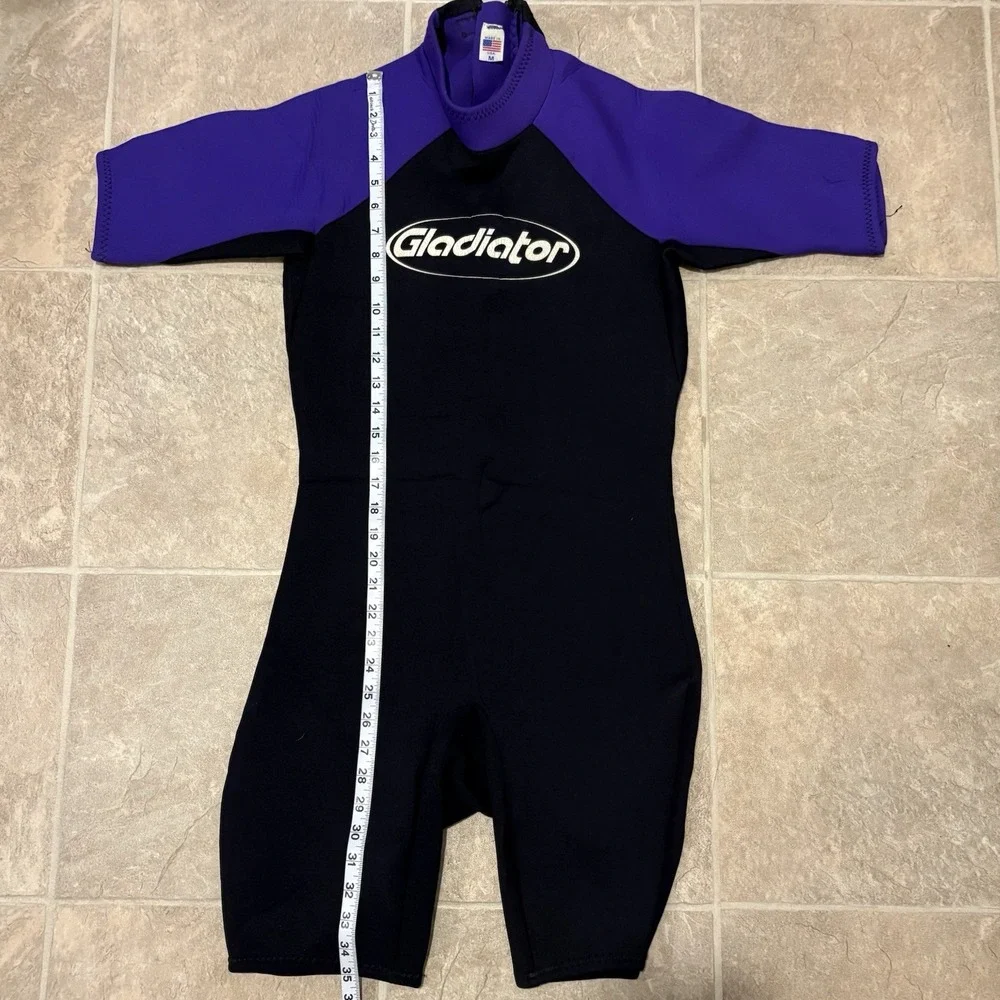 Gladiator Wetsuit Adult Medium Black Purple Shorty Spring Suit Neoprene USA Made
